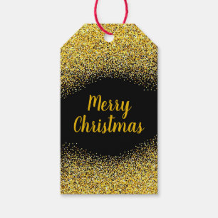 God jul Guld Glitter Presentetikett