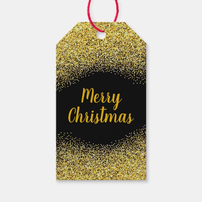 God jul Guld Glitter Presentetikett (Framsidan)
