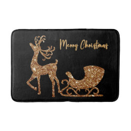 God jul Guld Glitter Reindeer & Sleigh Badrumsmatta