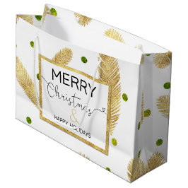 God jul Guld Glitter-skript Stor Gift Bag