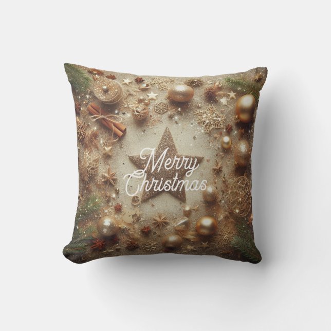 God jul Guld Glitter stjärna Kudde (Framsida)