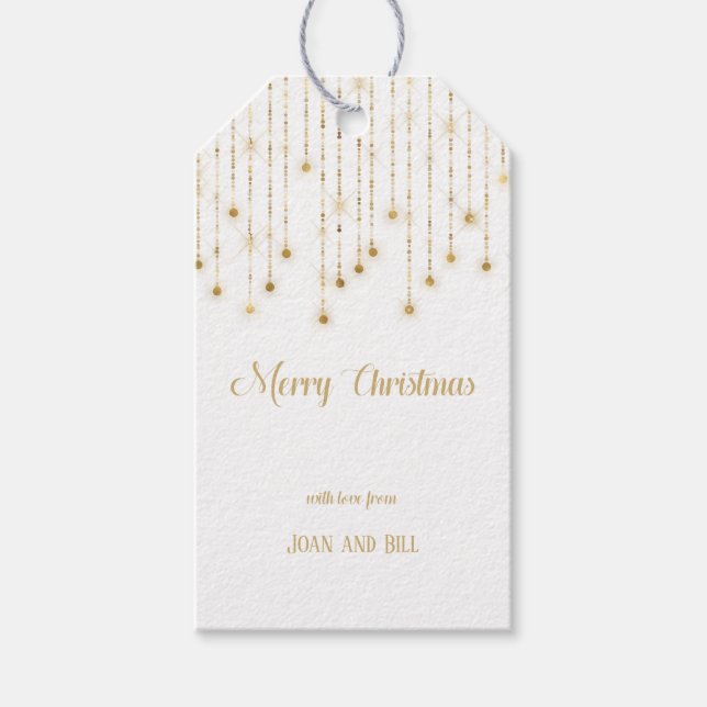 god jul Guld Gnistra Ljus Presentetikett (Framsidan)