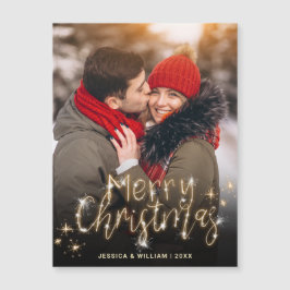 God jul Guld Gnistra PHOTO Hälsning Magnet