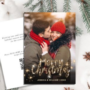 God jul Guld Gnistra PHOTO QR-kod Julkort