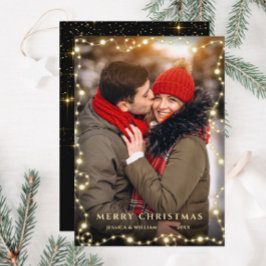 God jul Guld-Gnistra-skript PHOTO Hälsning Julkort