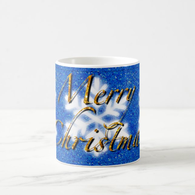 God jul, guld, gnistra snöflake kaffemugg (Center)