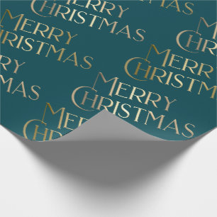 God jul Guld & Grönt Embossed Gradient 3D Presentpapper