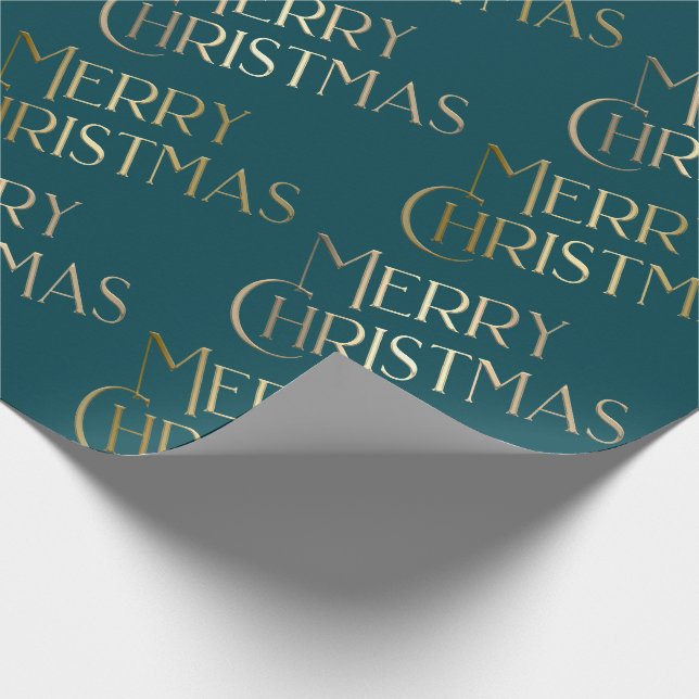 God jul Guld & Grönt Embossed Gradient 3D Presentpapper (Hörn)