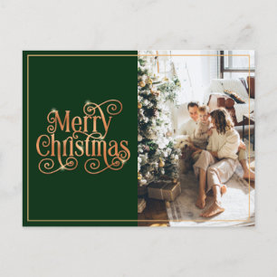 God jul Guld Grönt Shiny Swirl Classic Helg Vykort
