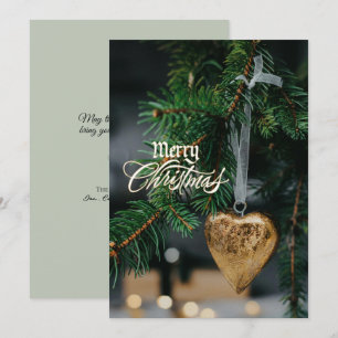 God jul Guld Heart Träd Ornament Julkort