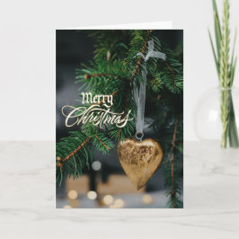 God jul Guld Heart Träd Ornament Kort