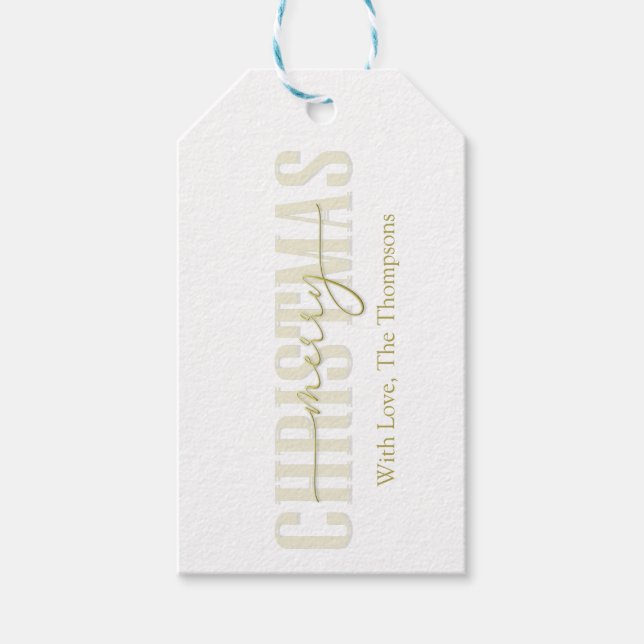 God jul Guld Kalligrafi-skript Presentetikett (Framsidan)