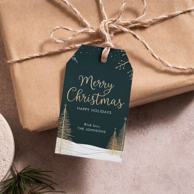 God Jul Guld Kalligrafisk Högtid Presentetikett (Skapare uppladdad)