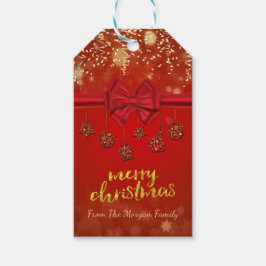 God Jul, Guld Konfetti, Röd Slinga, Julprydnader Presentetikett