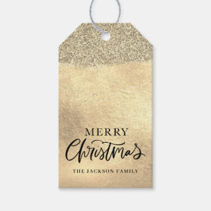 God jul Guld Metallic Glitter Presentetikett