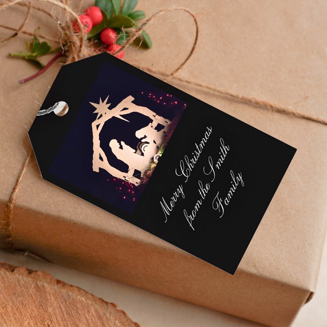 God jul Guld Ntivity Gift Märkres Presentetikett (Skapare uppladdad)