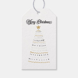 God jul Guld och Svart styliserat Träd | Presentetikett
