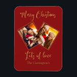 God jul Guld Photo Namn Red Magnet<br><div class="desc">Kort och kort för Festive keepsaké magnet-helgdag för din familj och dina vänner. En underbar gåva till mormor och morfar.</div>