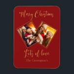 God jul Guld Photo Namn Red Magnet<br><div class="desc">Kort och kort för Festive keepsaké magnet-helgdag för din familj och dina vänner. En underbar gåva till mormor och morfar.</div>