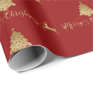 god jul Guld Red Mönster Typography Presentpapper