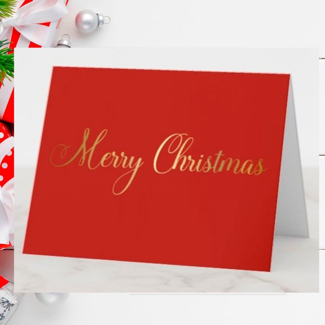 God jul Guld Red Simple Elegant Helgkort (Skapare uppladdad)
