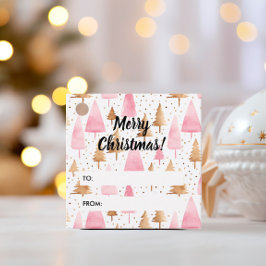 God jul Guld Rosa Träd Gåvor Etiketter