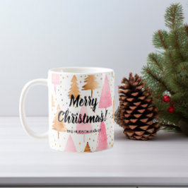 God jul Guld Rosa Träd Kaffemugg