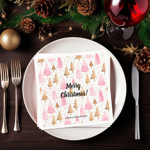 God jul Guld Rosa Träd Pappersservett