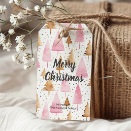God jul Guld Rosa Träd Presentetikett