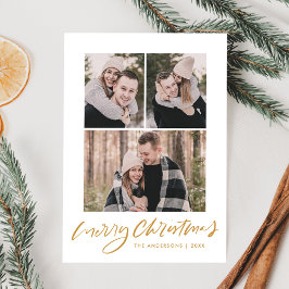 God jul Guld Script 3-fotokollage Julkort