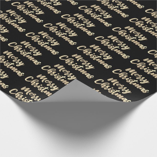 God jul Guld Script Black Champaigne Faux Presentpapper (Hörn)