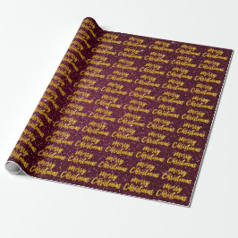 God jul Guld Script Burgundy Maroon Glitte Presentpapper