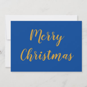 God jul Guld, skript blå Julkort