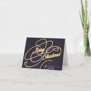 God jul guld-skript, lila elegant helgkort