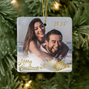 God jul Guld Snowflake Personlig Julgransprydnad Keramik