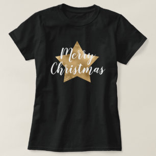 God jul Guld Star Black T Shirt