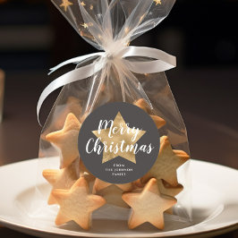 God jul Guld Star Brown Runt Klistermärke