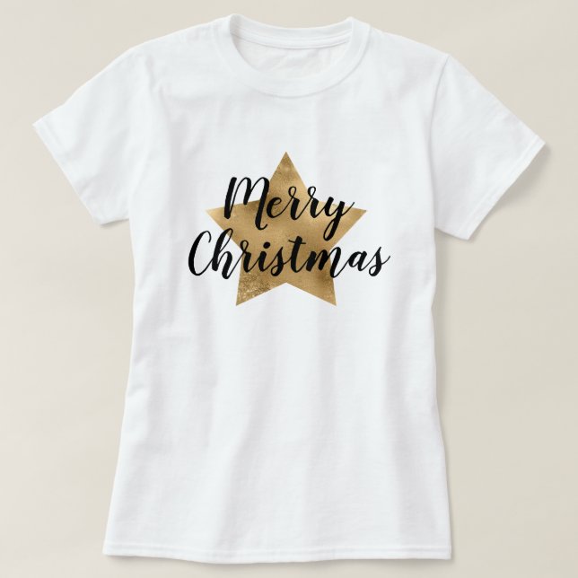 God jul Guld Star T Shirt (Design framsida)