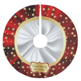 god jul Guld Stars Red & White Background Julgransmatta Borstad Polyester