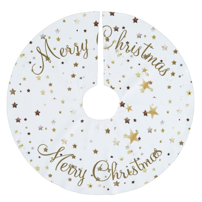 God jul guld stjärna mönster julgransmatta borstad polyester (Framsidan)