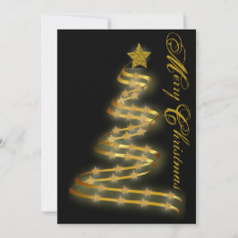 God Jul Guld Träd Stjärnor Abstrakt Kontur Julkort