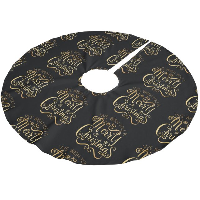 God jul Guld Typography Black Chic Julgransmatta Borstad Polyester (Vinklad)