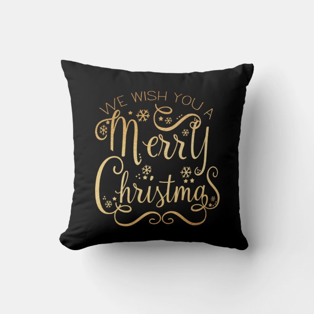 God jul Guld Typography Black Chic Kudde (Framsida)