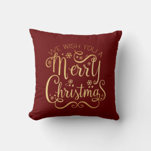 God jul Guld Typography Red Chic Kudde