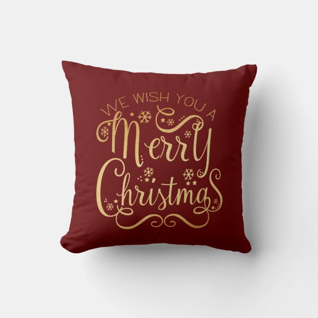 God jul Guld Typography Red Chic Kudde (Framsida)