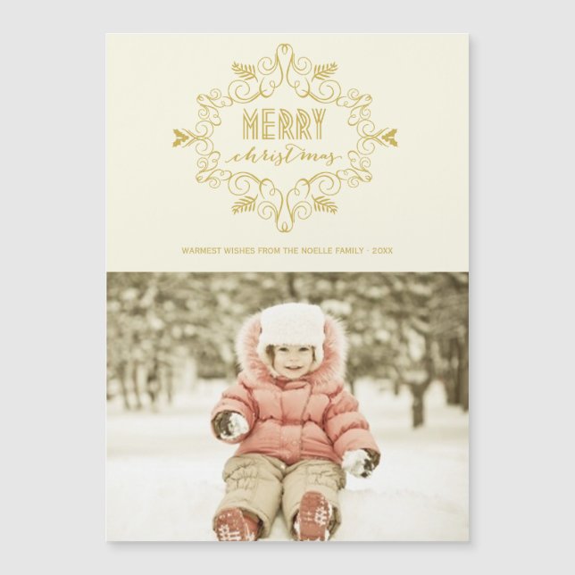 God jul Guld Vintage  Deco Foliage Photo (Framsida)