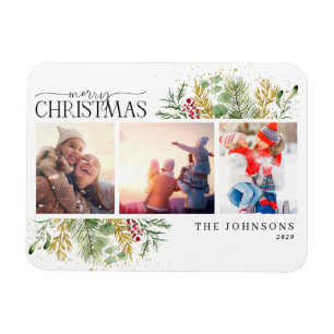 God jul Guld Winter Botanical Photo Holid Magnet