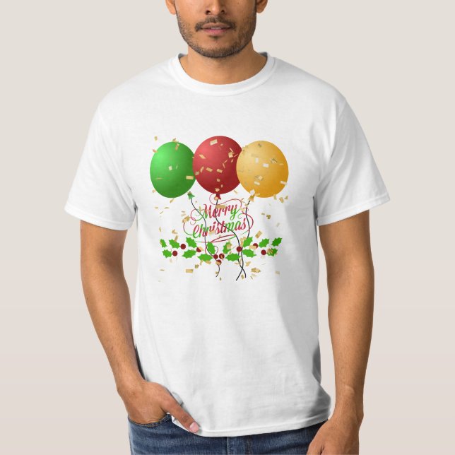 God jul, guldfärgad konfetti, t shirt (Framsida)