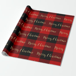 God Jul Guldskrift Röd Buffel Plaid Presentpapper