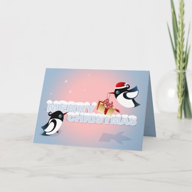 God jul - gullig fågeljulklapp helgkort (Framsida)